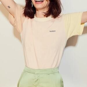 Monogram Studios Bullshit Colorblock T-Shirt Jersey Cotton Crew Neck Pastel